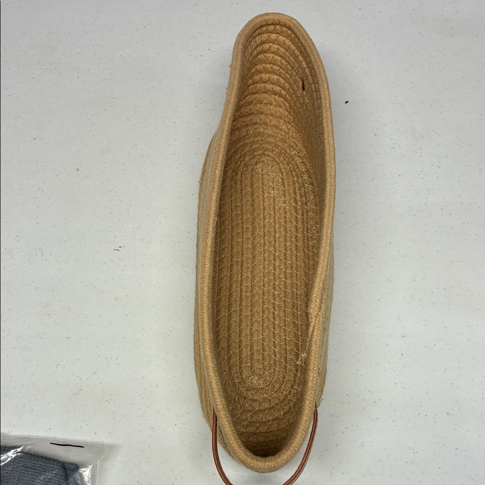 Handwoven Rope Storage Basket Tan Oval Organizer with Brown Handles - Picture 7 of 8